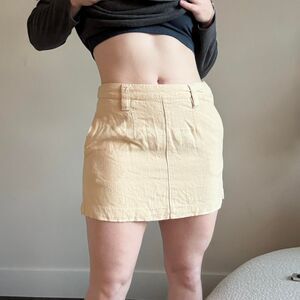 Free people Women's Mini Skirt Butter Yellow Linen mini skirt
